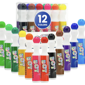 Darice Washable Dot Markers for Toddlers, 12 Colors (40ml 1.35oz) Paint Marker Dot Art Set, Water Based Non-Toxic