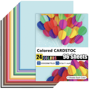 OcePor 96 Sheets Colored Cardstock 24 Colors, 8.5x11 Color Cardstock Bulk